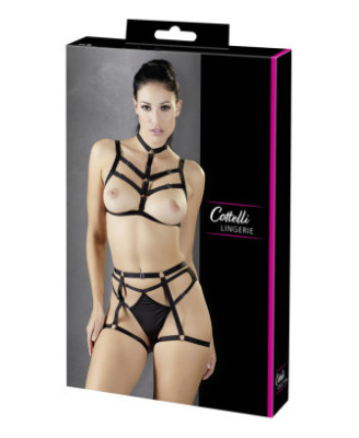 Ensemble soutien-gorge harnais et string porte-jarretelles 